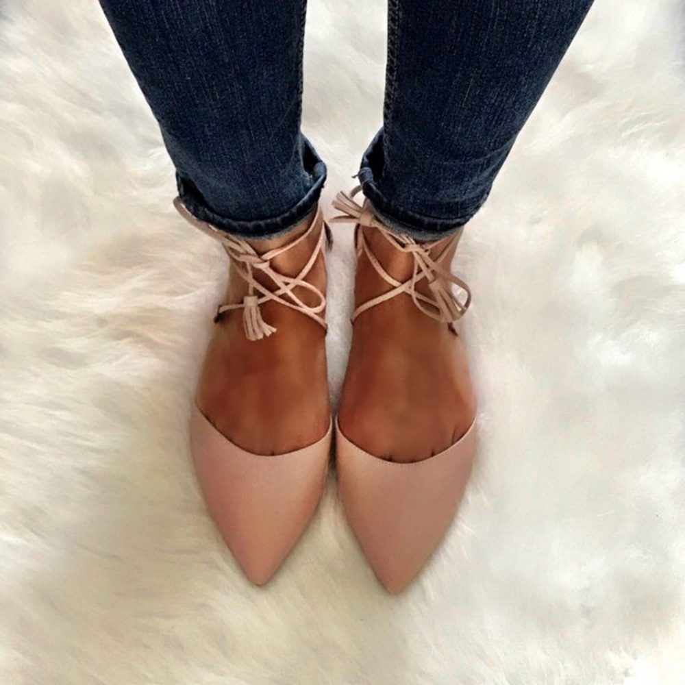Halogen Ballet Pink Lace Up Flats